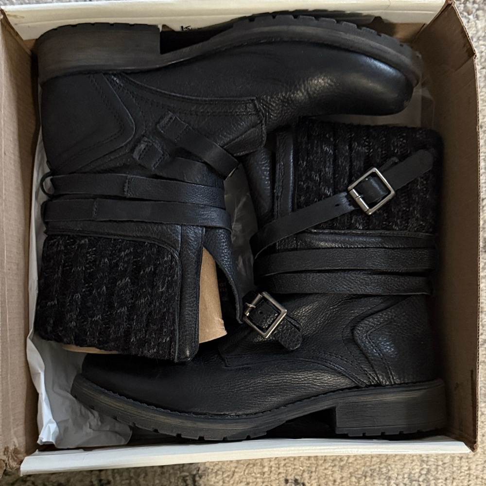 Steve Madden Brave Black Moto combat Boots with Buckle & strap Detail 8.5 9 9.5